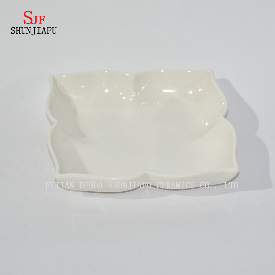 Geschirrteller aus wei&szlig;em Porzellan Geschirrteller Gemalte Dip-Sauce f&uuml;r Vorspeise, Dessert, Salat, Snack, Sushi, Obst, Brot - 4er-Set