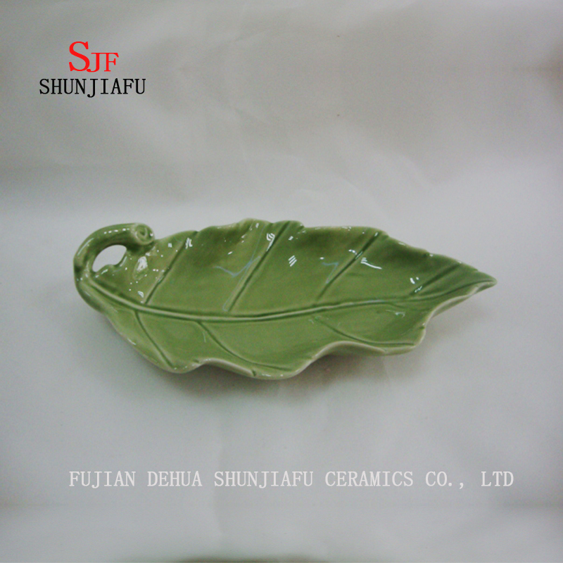 Green Leaf Ceramic Glossy Sauce Essteller
