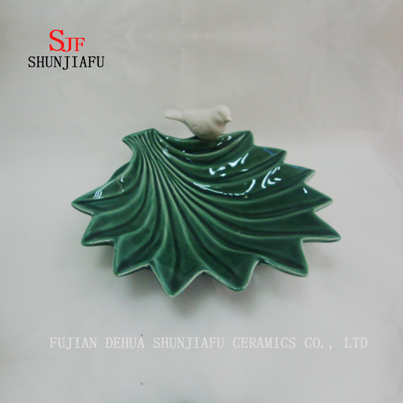 Green Leaf Ceramic Hq Dish Sauce Eintauchen Geschirrteller