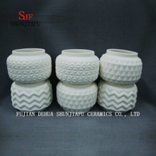 3 Stile / Handgemachte geometrische Vase, weißer Keramikblumentopf / L.