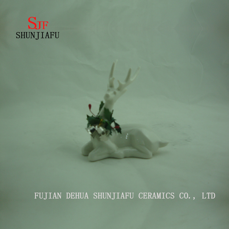 Keramikhirsch sitzen in der Bodenform Desktop-Dekoration, Weihnachtsgeschenk / B.