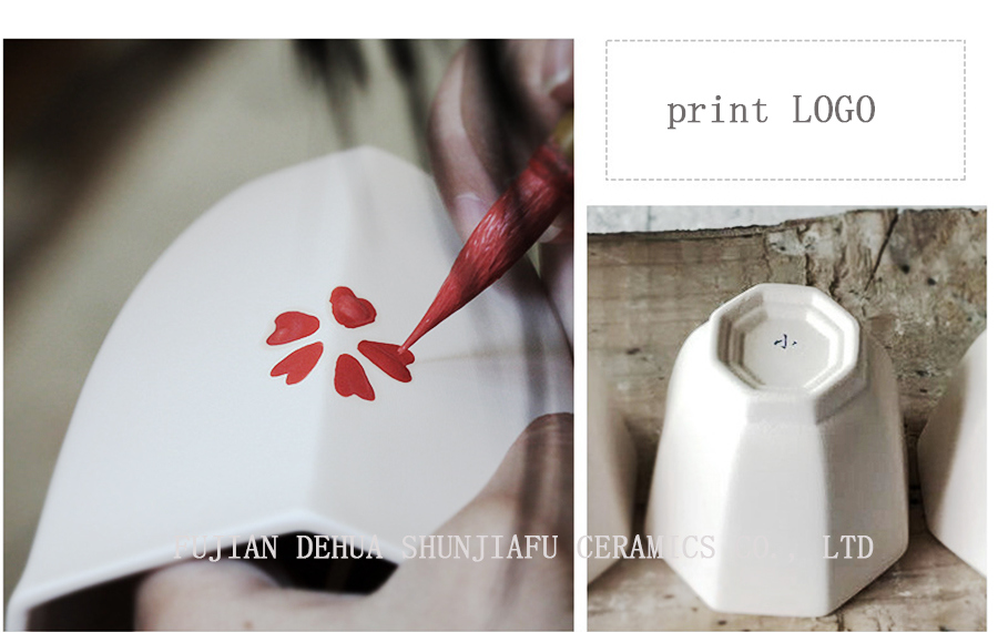 Hochwertige Brilliant White Porecelain Vital Teetasse, Octagon Cup Keramik