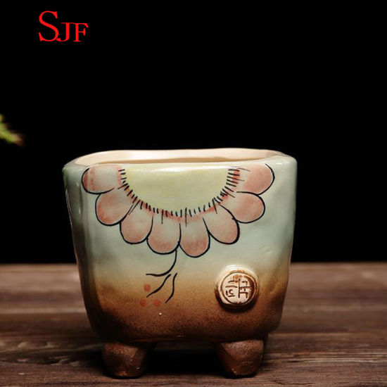 Handbemalte Blumentopf Keramik Zakka Rohkeramik