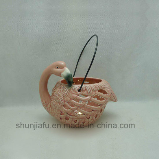 Keramik Flamingo Kerzenhalter Garten Laterne