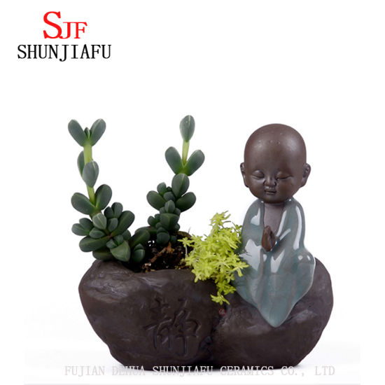 Keramik Haus / Garten Chinese Cute Little Buddhist Monk Design Blumentopf