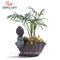Keramik Haus / Garten Vintage Blumentopf mit kleinen Mönch und Buddha