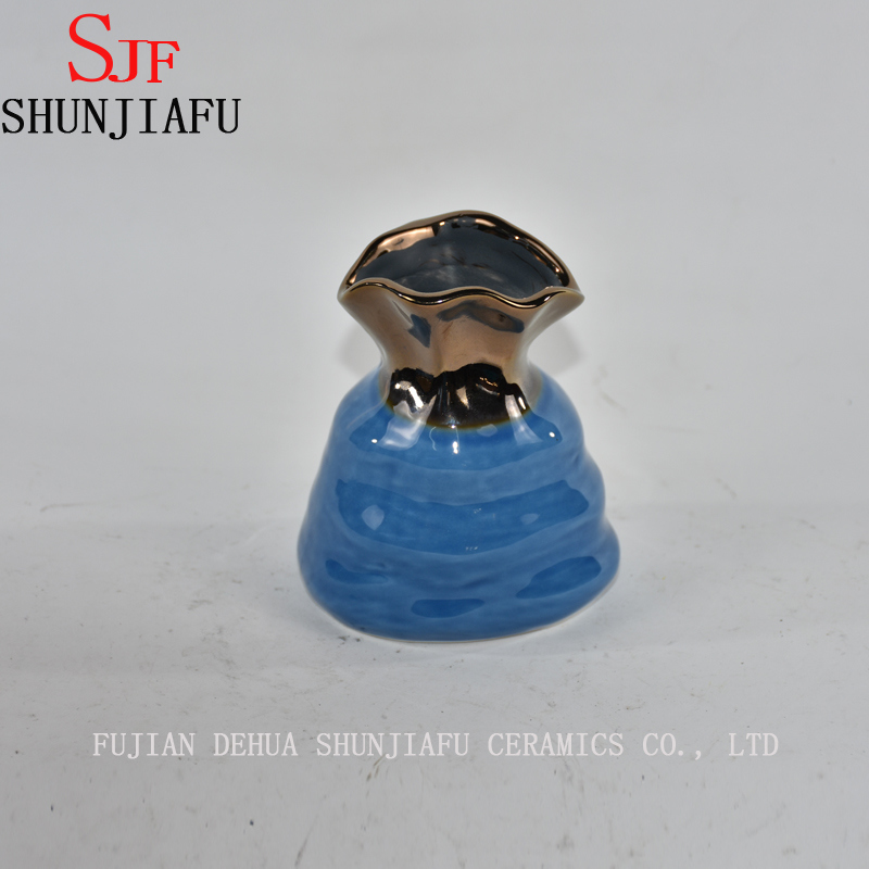 Keramische Blumenvase f&uuml;r die Heimdekoration Glasiertes Wasser Finish (Blau)