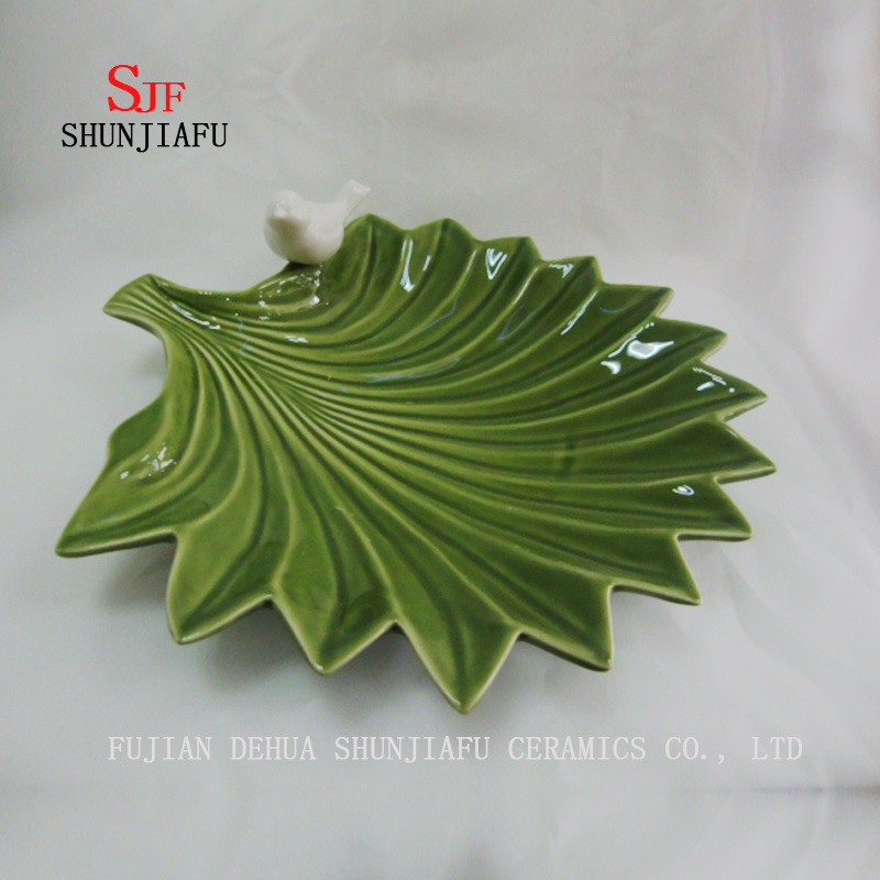 Green Leaf Ceramic Hq Dish Sauce Eintauchen Geschirrteller