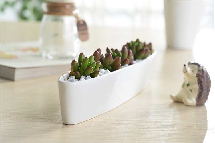 Mini personalisierte Keramik Olive Boat Shaped White Flowerpot