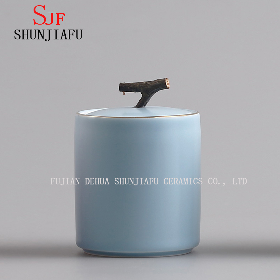 Tea Caddy Gr&uuml;ner Teekanne Aufbewahrungsbeh&auml;lter Keramik Teekanne Box