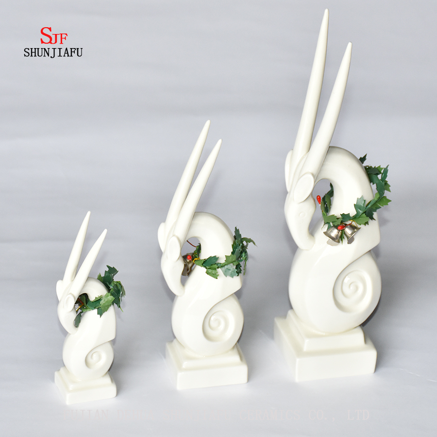 Viel Gl&uuml;ck; Keramik Hirsch Form Weihnachtsdekoration, Weihnachtsgeschenk.