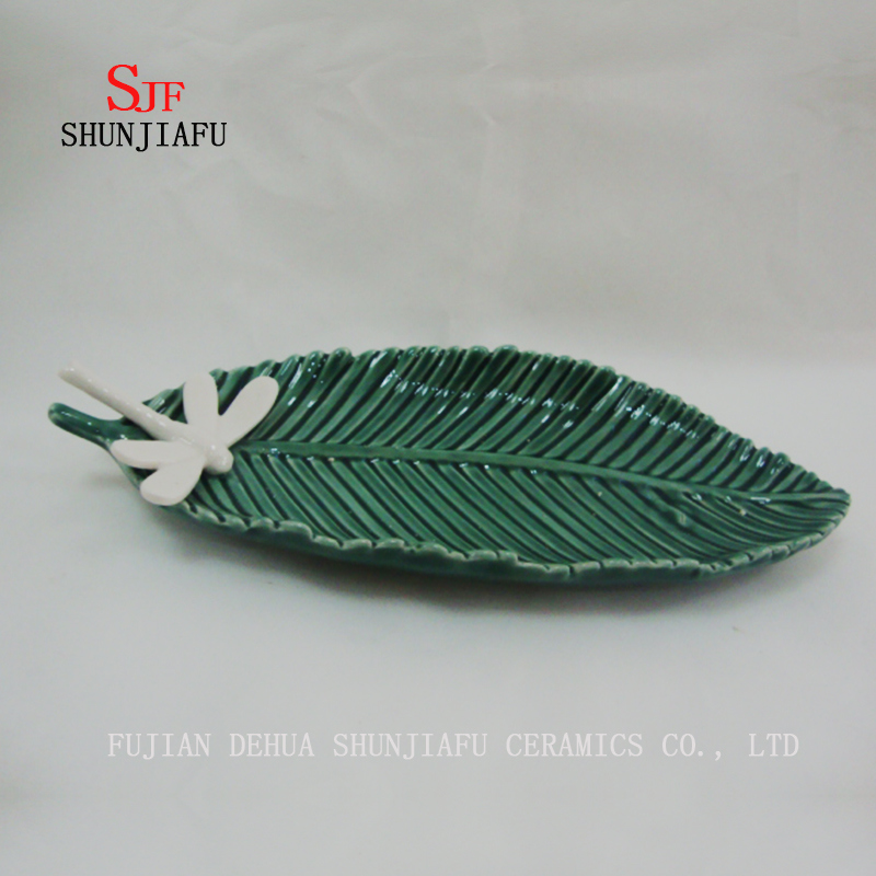 Green Leaf Ceramic Hq Dish Sauce Eintauchen Geschirrteller