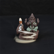 Home Stick Inhaber grün Ganesha Backflow Weihrauchbrenner Elefantengott Emblem Glückverheißend und Erfolg Keramikkegel Räuchergefäß Home Decor
