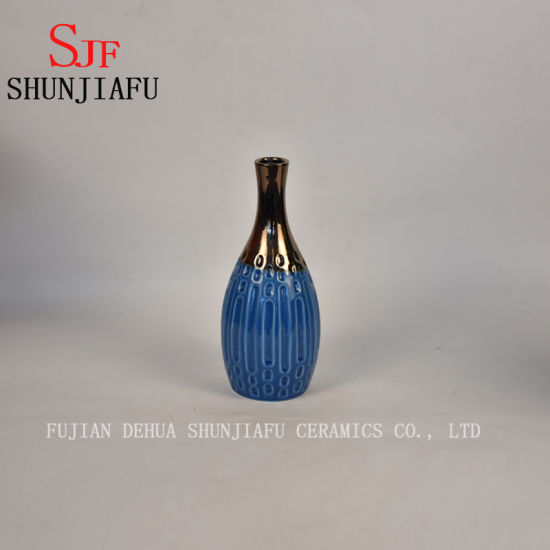 Kleine Keramik-Blumenvase im High-End-Stil für die Inneneinrichtung (blau)