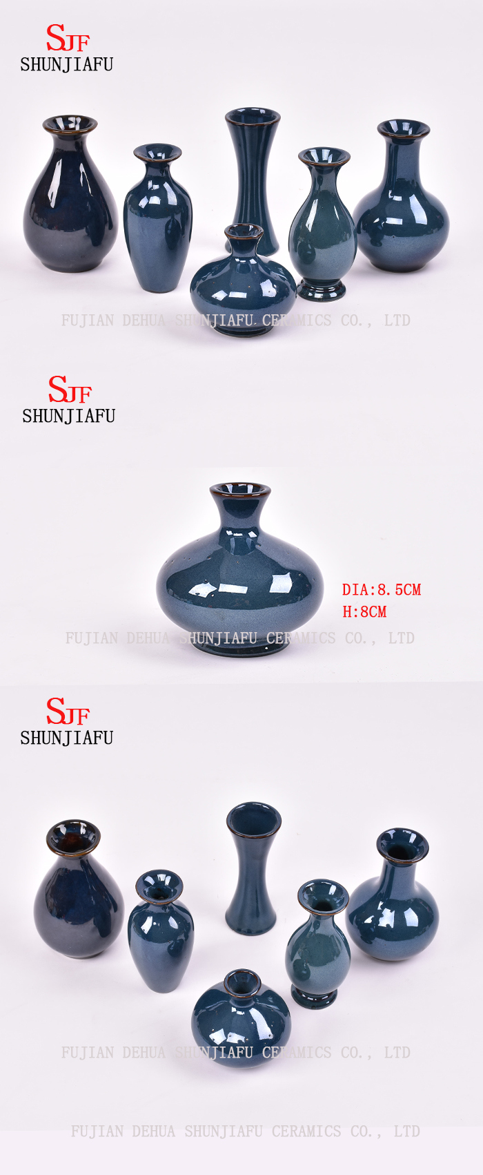 Mini Floret Flasche Keramik strukturierte Vasen Steinzeug Vasen Saphir Floret Flasche