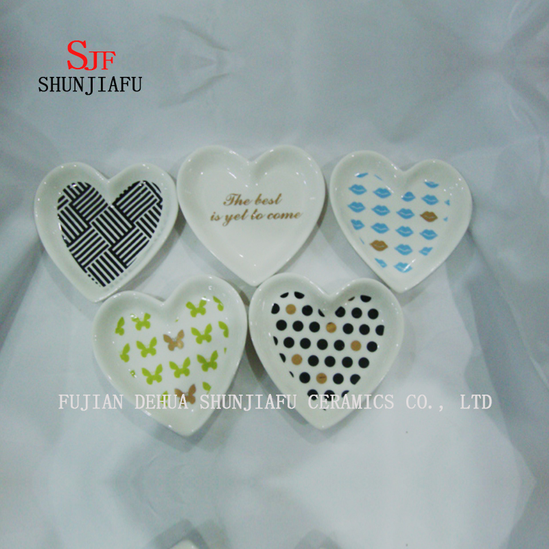 Keramische Gew&uuml;rzschalen Vorspeisenteller, Porzellan Untertassen Sch&uuml;ssel Geschirr (Herzform)