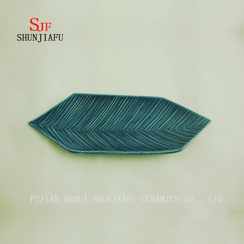 Blue Water Lines Blatt Keramik Servierteller Sauce Dish Ceramic