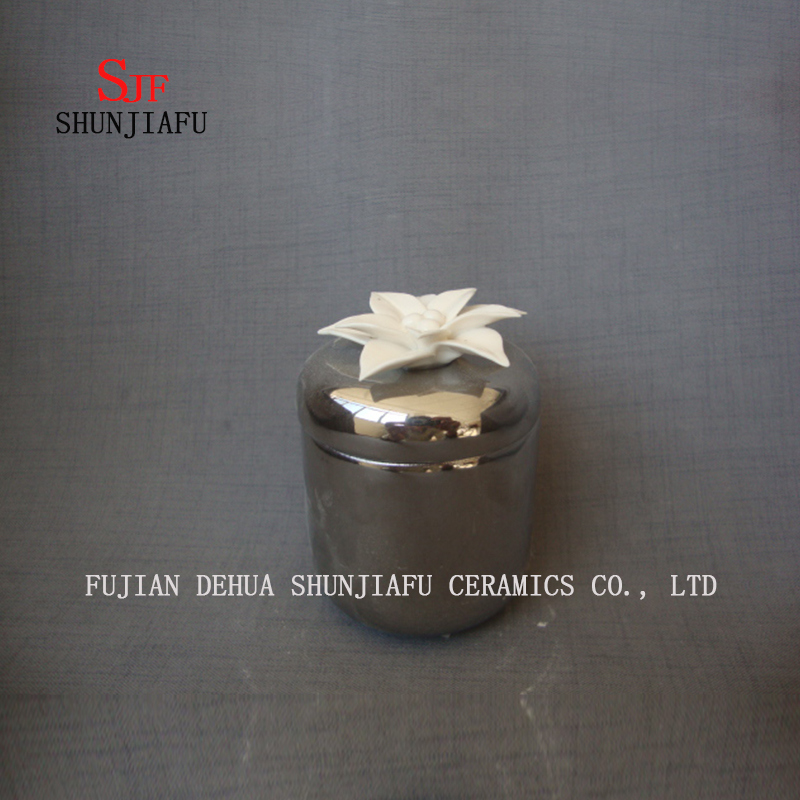 Galvanik Keramik Wei&szlig;e Blume Keramik Schmuck Aufbewahrungsbox / Schmuckschatulle / B.