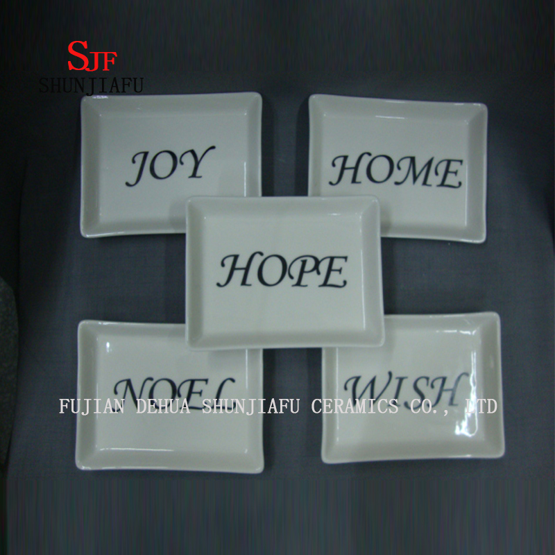 Rechteck Form Gerichte 5 Set & Keramik Weihnachtsgerichte Vorspeisen Teller Porzellan Untertassen Sch&uuml;ssel Geschirr