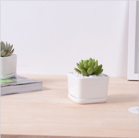 Kreativer Desktop-Keramik-Dreieck-Weiß-Minitopf