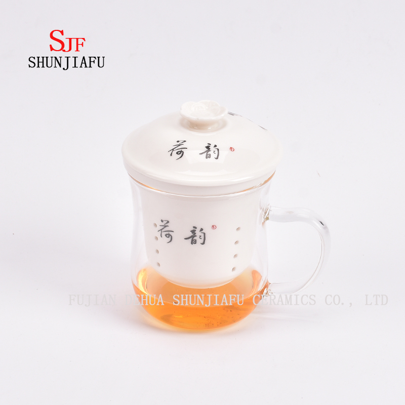 B&uuml;ro und Zuhause Blumentee Tasse, Keramik und Glas Tasse kombinieren, Tee, Kaffee, Blume Tee