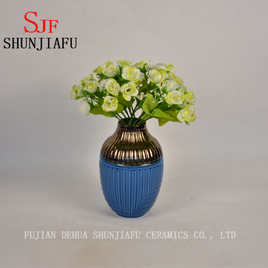 Kleine Keramik-Blumenvase im High-End-Stil für die Inneneinrichtung (blau)