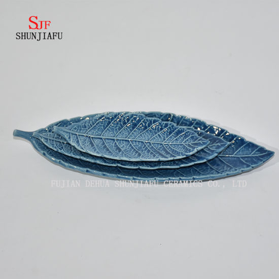 Blue Leaf Ceramic Glossy Sauce Essteller
