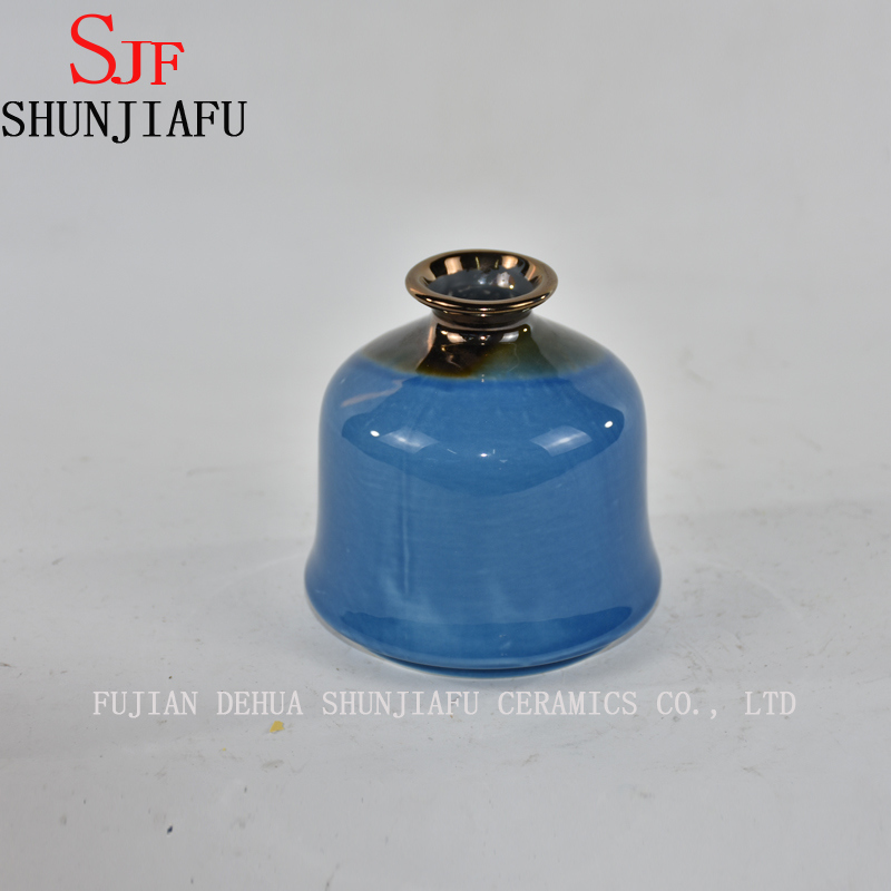 Keramische Blumenvase f&uuml;r die Heimdekoration Glasiertes Wasser Finish (Blau)