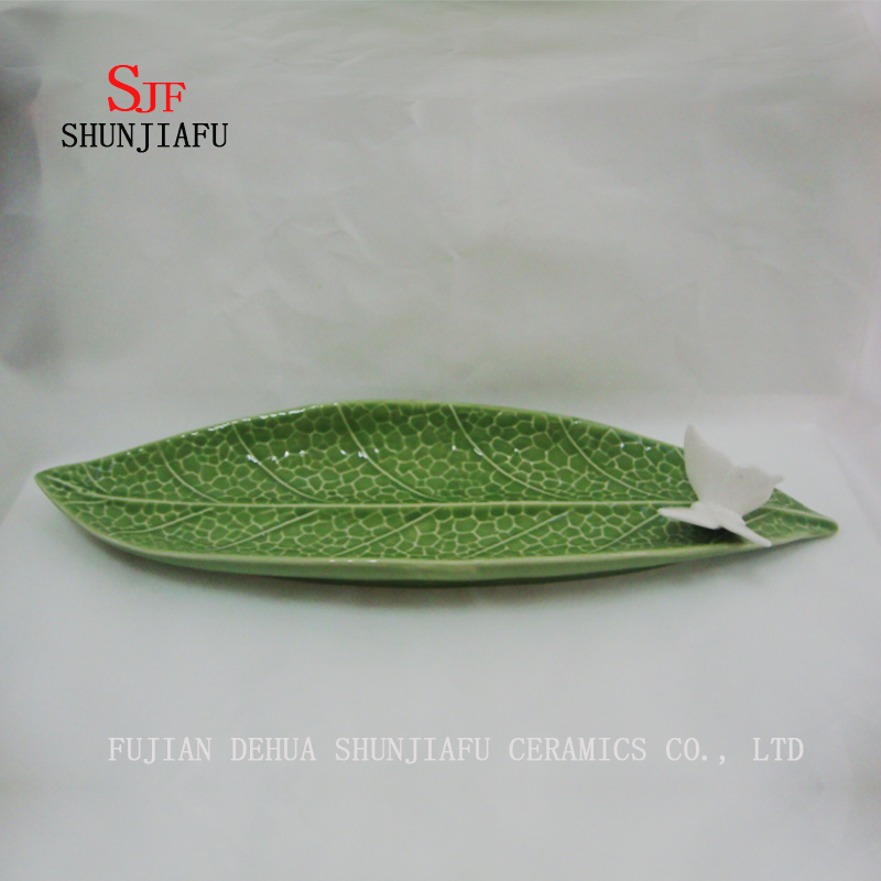 Green Leaf Ceramic Hq Dish Sauce Eintauchen Geschirrteller