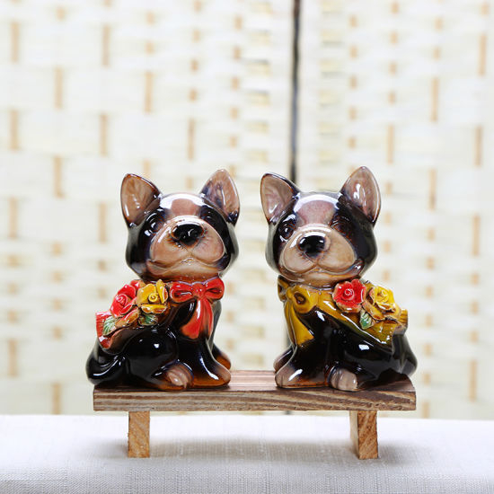 Kreative Heimdekoration Einrichtung Hunde Ornament Keramik (Schwarz)