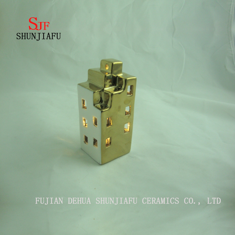 Keramikkerzenhalter des modernen Geb&auml;udes. / C.