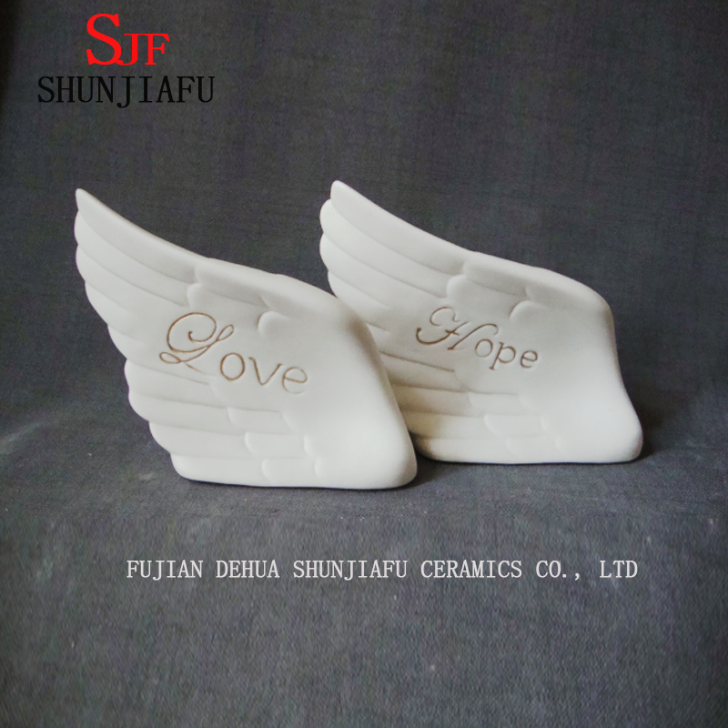 Keramische Engelsfl&uuml;gel mit Buchstaben