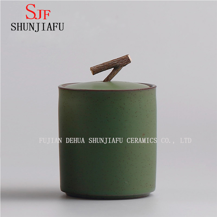 Tea Caddy Gr&uuml;ner Teekanne Aufbewahrungsbeh&auml;lter Keramik Teekanne Box