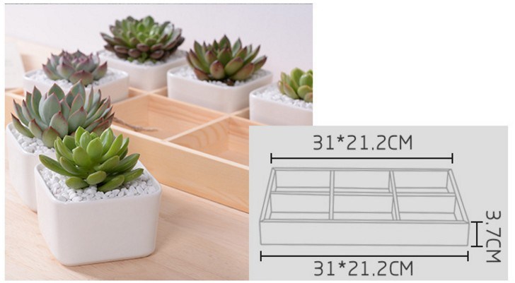 Desktop Cafe 6 Holzbasis Keramik Blumentopf Gitter