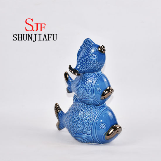 Keramik Drei Fische Harmonische Familie für Heimdekorationen