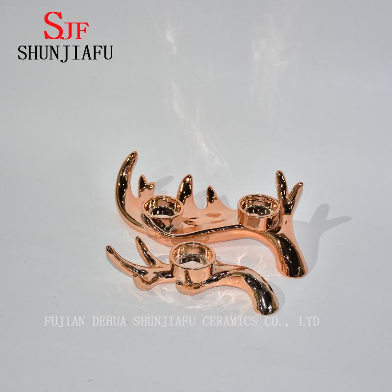 Electroplate Ceramic Deer Candle Stand f&uuml;r Heimdekoration / Weihnachtsfest