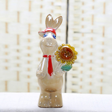 Keramik kleines Kaninchen Hand halten Sonnenblume prägnante Mode Home Decoration / B.