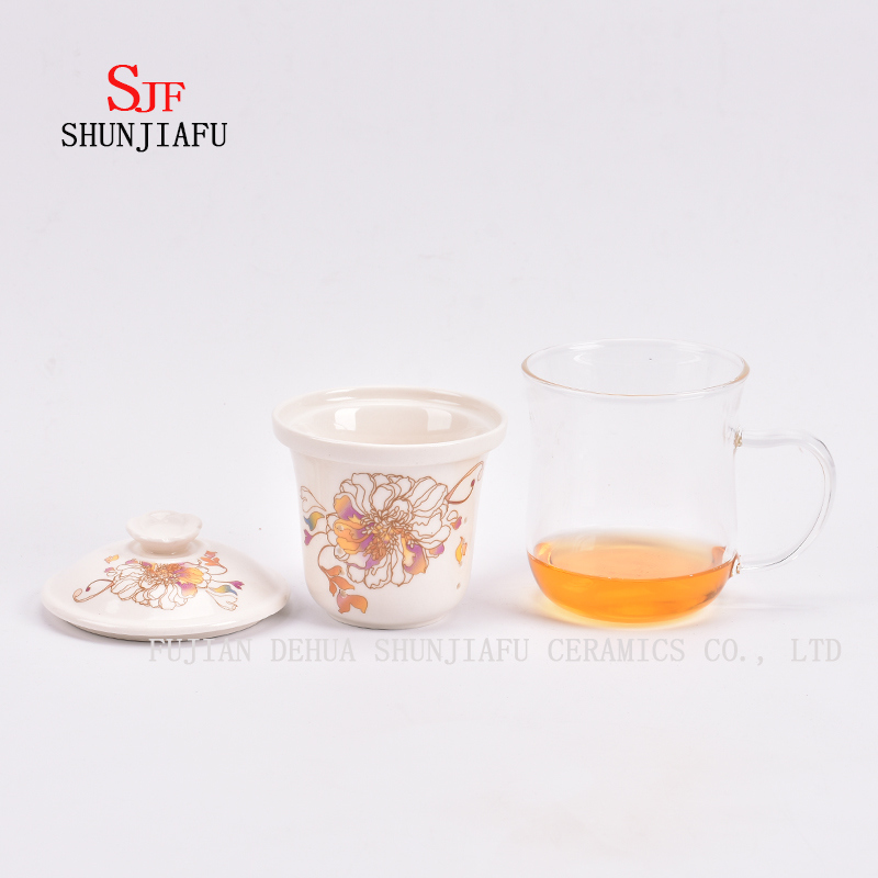 Blumentee Tasse Keramik Filterglas 400ml