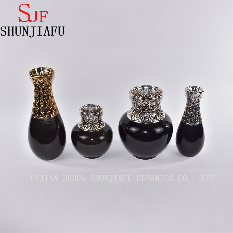 Keramikvase / dekorativer Blumenstrau&szlig;halter Blau