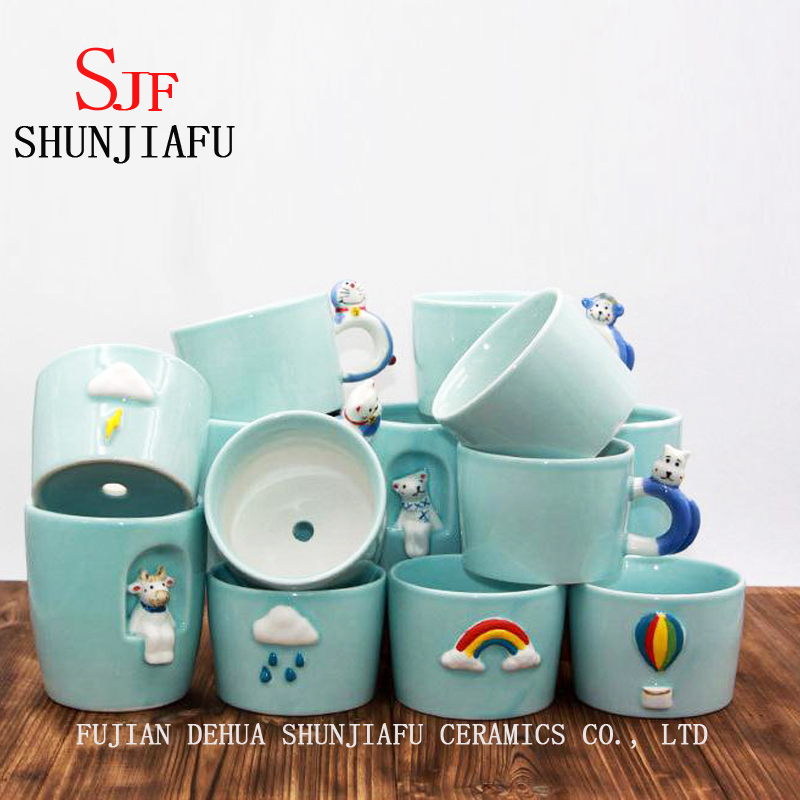 Keramischer Blumentopf f&uuml;r kleine Kaktus-Sukkulenten (Regenbogen)