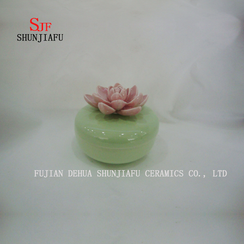 Keramik Schmuckschatulle mit Blue Rose Flower Deckel