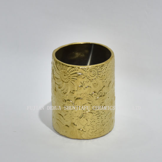 4-teiliges Galvanik-Keramik-Badzubehörset, Becher, Seifenschale & Dispense