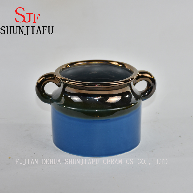 Keramische Blumenvase f&uuml;r die Heimdekoration Glasiertes Wasser Finish (Blau)