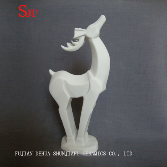 Weiße Keramik Dekoration Tiere Figur Milu Deers Porzellanskulpturen Rentiere Handwerk Weihnachten