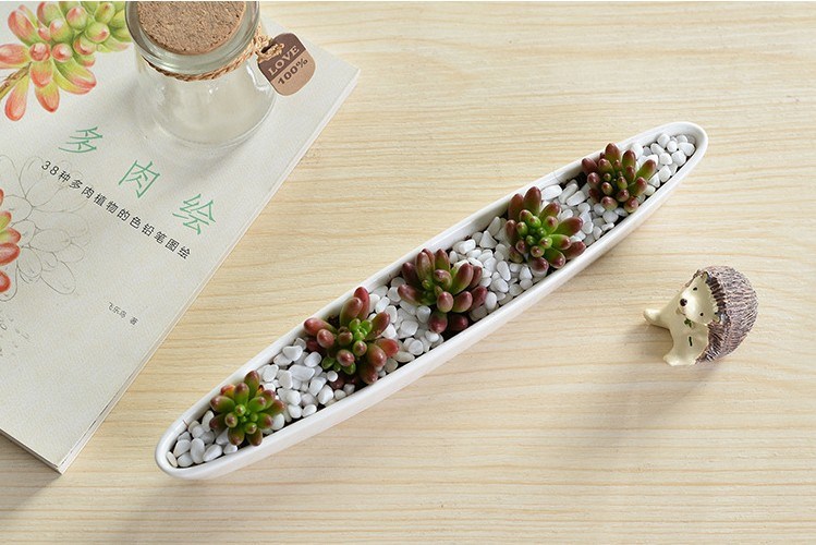Mini personalisierte Keramik Olive Boat Shaped White Flowerpot