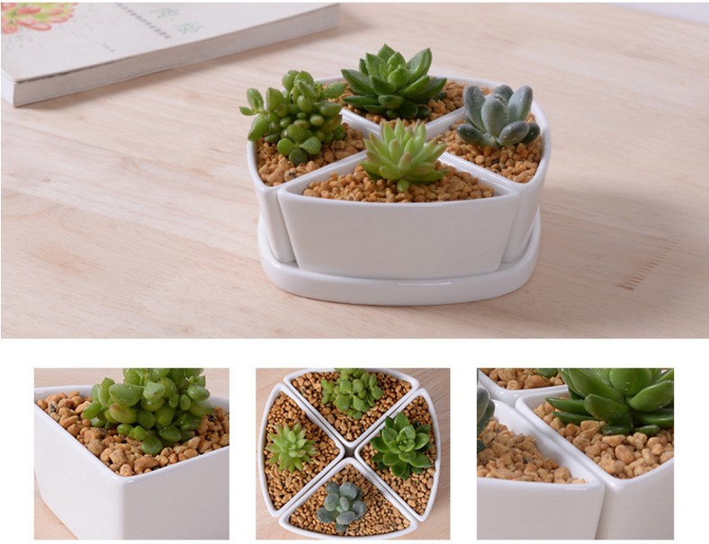 Wei&szlig;er Keramik-Blumentopf mit dreieckigem Boden, verschiedene kalte Gerichte