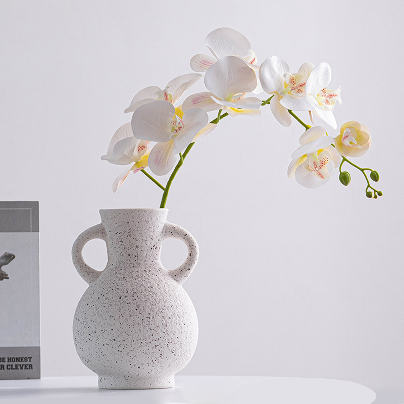 Kreativität und Innovationsstil Design Porzellan Vase Home Desktop -Dekorationen weiße Sandkörnchen fühlen Keramikvase