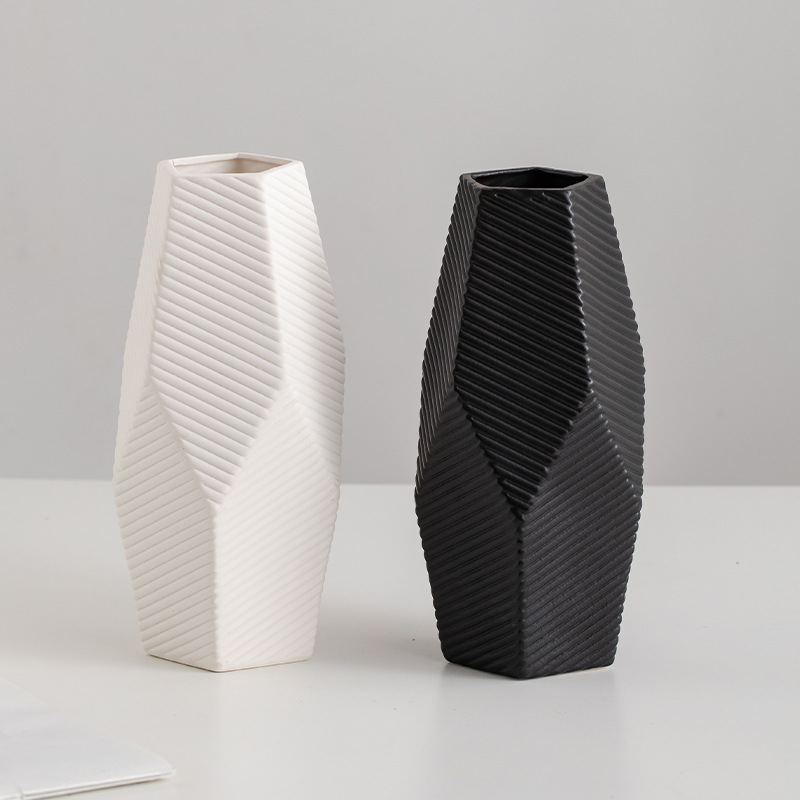 Moderne minimalistische Porzellanbodenvase - Mehrere Farben, glasiert schwarz, weiß usw. Finish für zeitgenössisches Home Office Decor