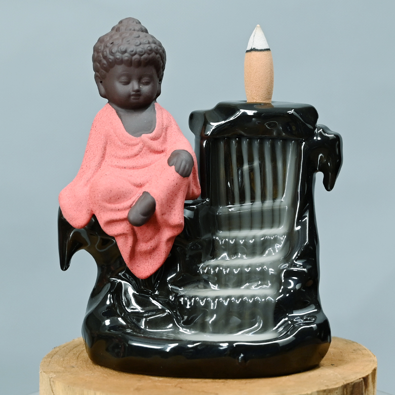 Weihrauchkegel Wasserfall Keramik rot Little Buddha Rückfluss Weihrauchbrenner