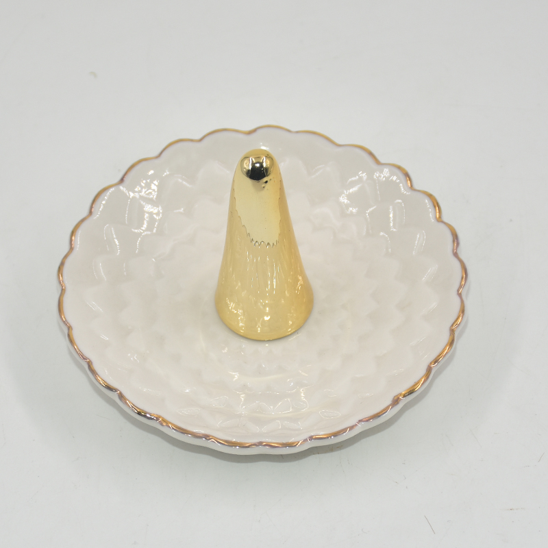 Golden Cone Style Flower ChassisKeramischer Schmuckschalenringhalter